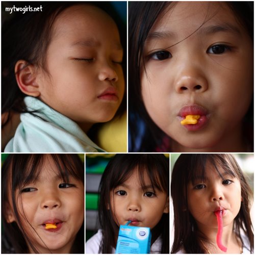Girls resting and snacking at Sunway Lagoon
